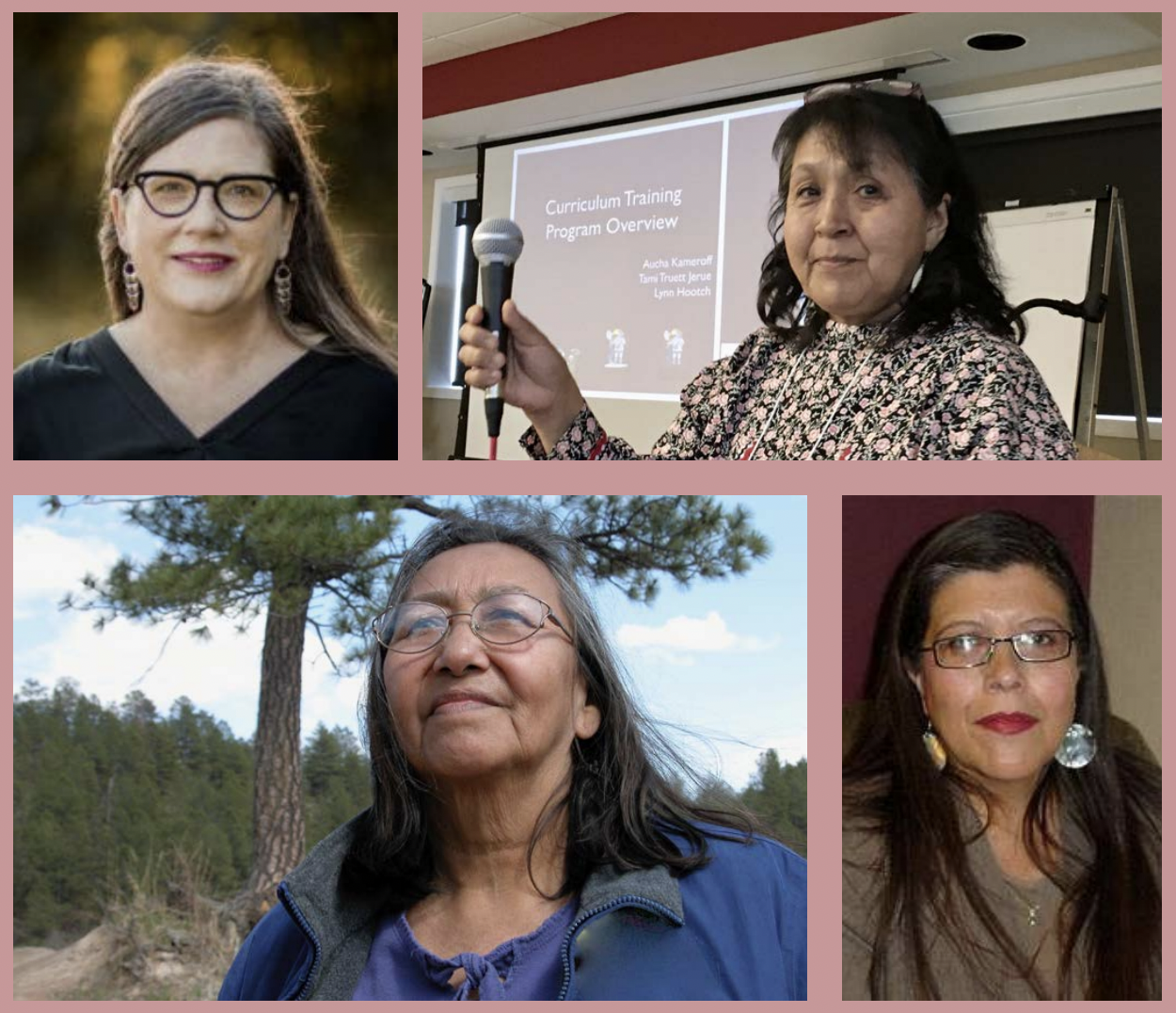 Collage of four photos, From left to right, top to bottom: Sarah Deer (photo courtesy of Sarah Deer) and Lenora “Lynn” Hootch, Tillie Black Bear and Karen Artichocker