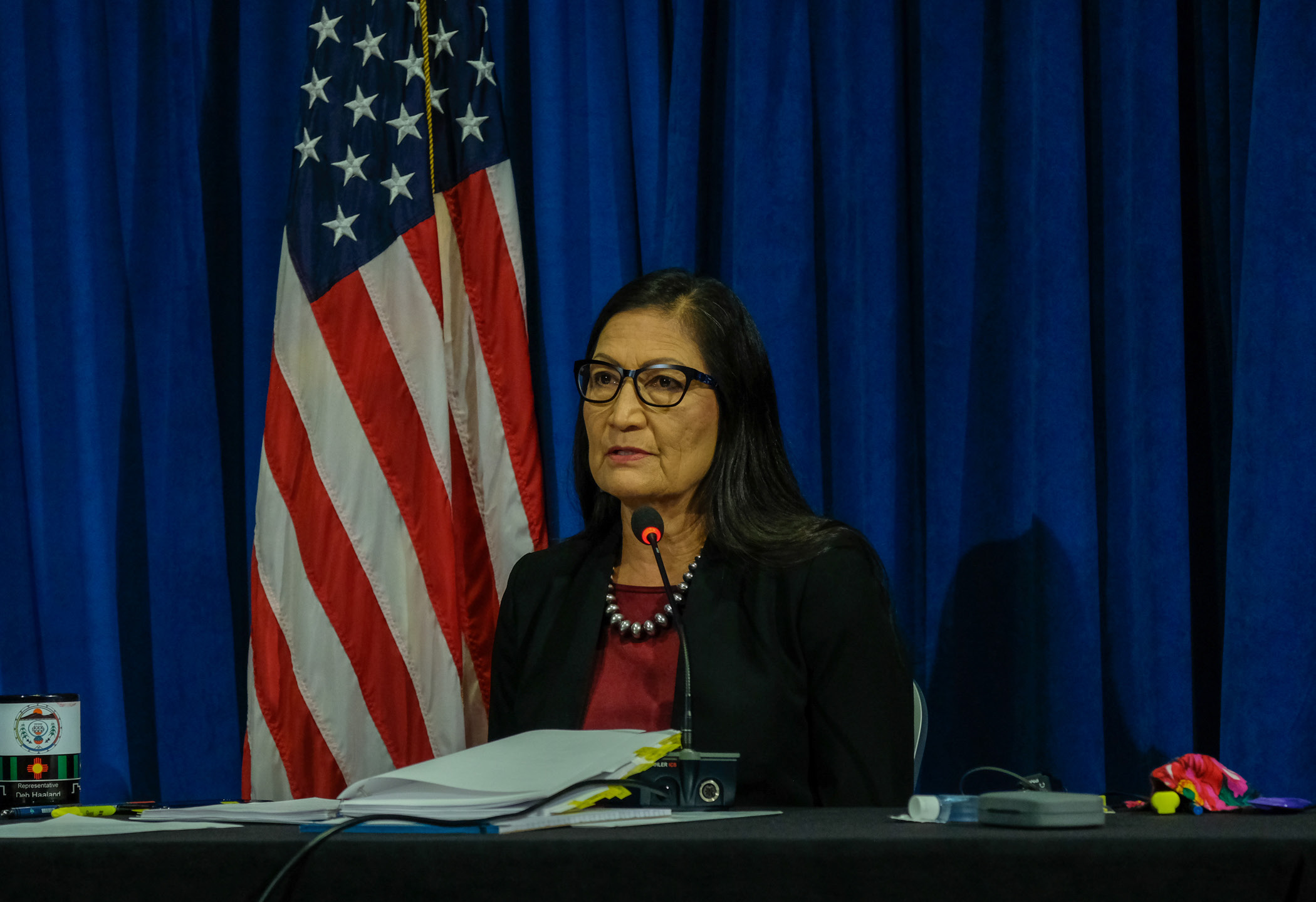 U.S. Department of Interior Secretary Deb Haaland provides tesimony on the fiscal year 2022 budget request for the Interior to the House Appropriations Subcommittee Hearing on April 20, 2021. (Photo courtesy of U.S. Department of the Interior.)