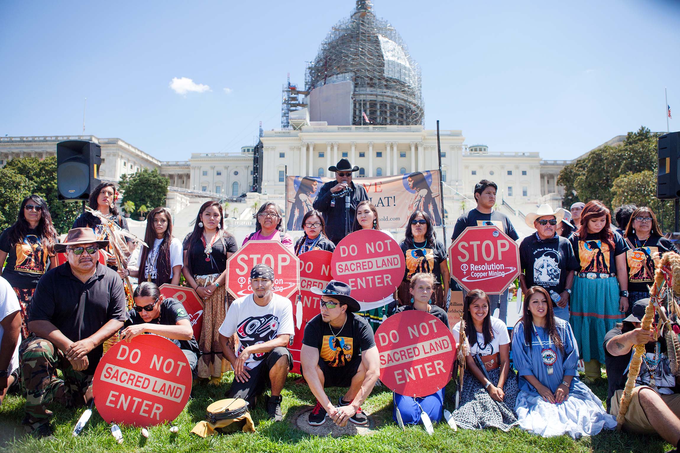 The Apache Stronghold marchers who crossed the U.S. from Arizona rally at the The Capitol in Washington, D.C., July 22, 2015. (Photo courtesy of © Robert Meyers/Greenpeace).