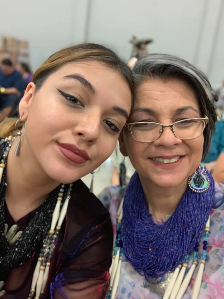 "Olivia Ramirez (left) and her mother, Olivia Gray (right), at the Tulsa Pow-wow in 2019. (Photo courtesy of Olivia Ramirez and Olivia Gray.)."
