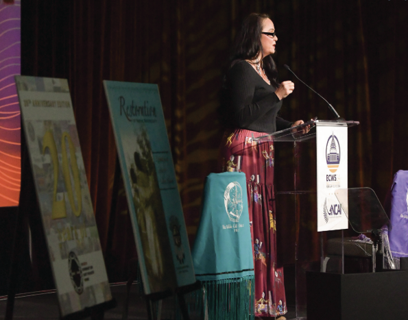 "MIWSAC Executive Director Nicole Matthews speaking at the reception. Photo courtesy of NCAI."