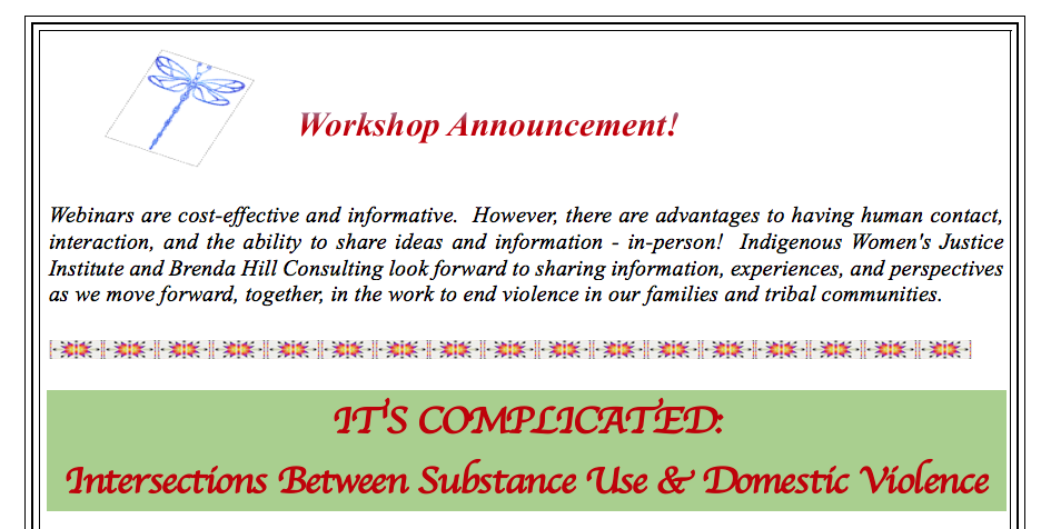 Workshop Announcement: IT'S COMPLICATED: Intersections Between Substance Use & Domestic Violence