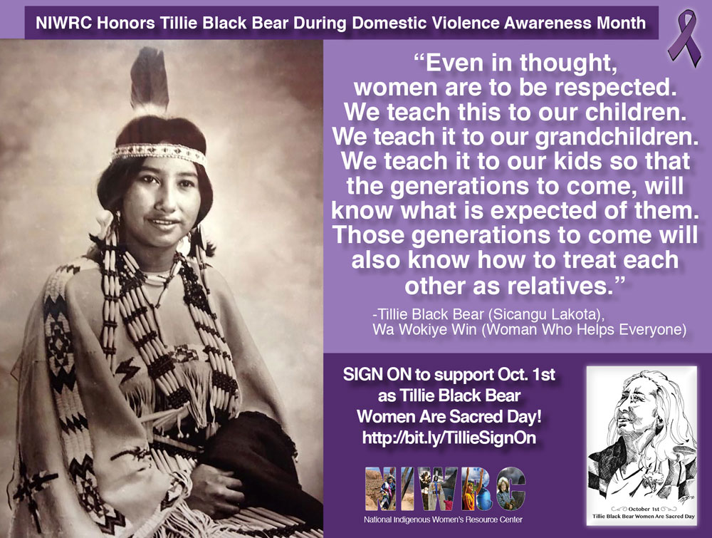 SIGN ON: A Call to Action to Declare October 1, 2018 The Tillie Black Bear Women Are Sacred Day