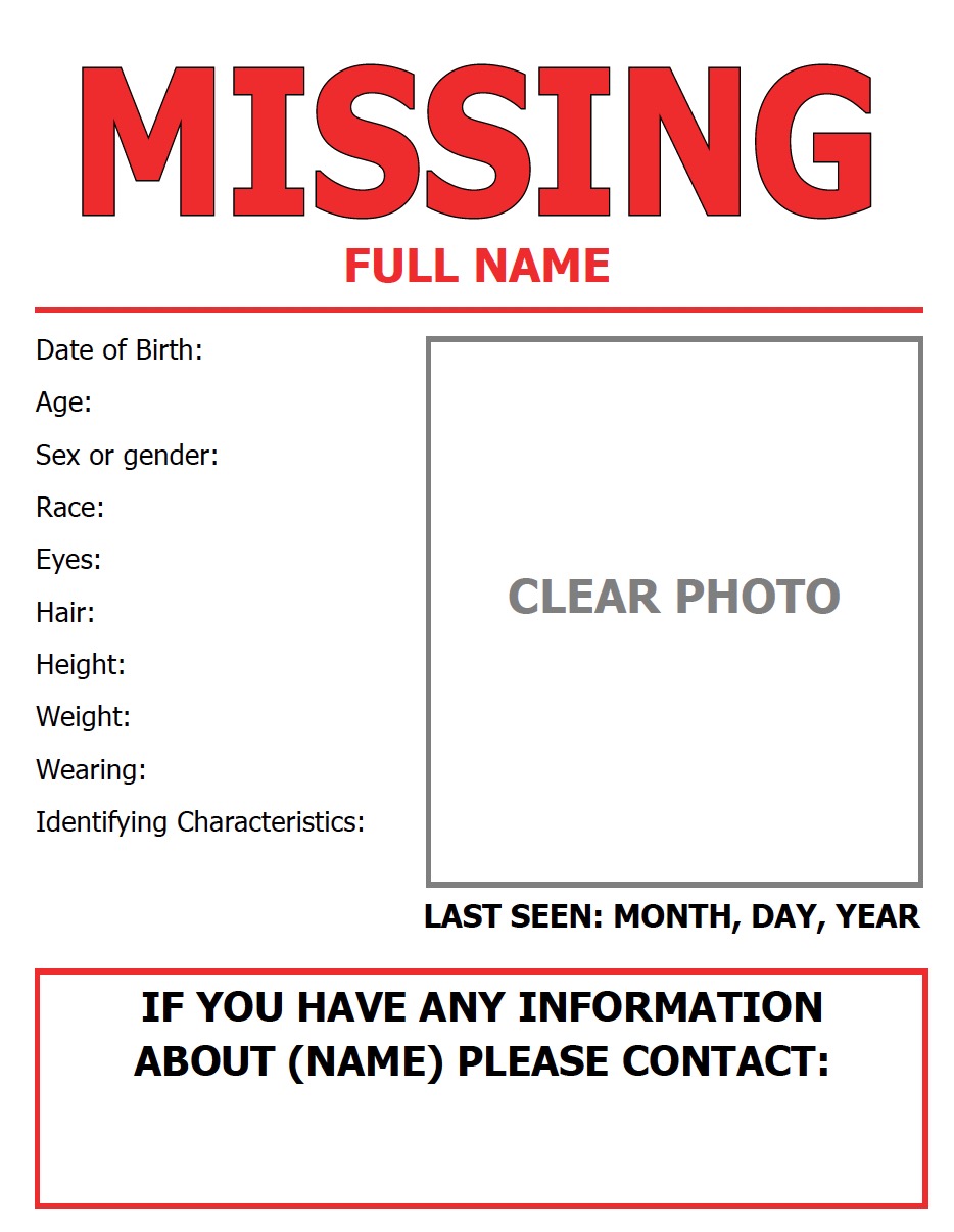 Missing Person Flyer
