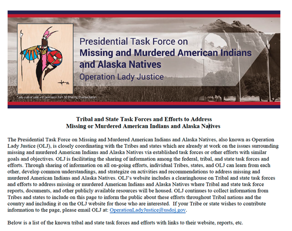 Presidential Task Force on Missing and Murdered American and Alaska Natives: Operation Lady Justice