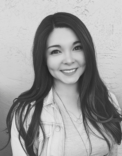 Black and white portrait photo of Kelsey Mata Foote