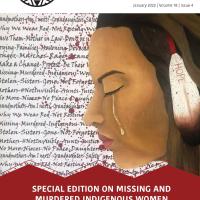 Cover of Restoration 18.4. Title in white: "Special Edition on Missing and Murdered Indigenous Women" over graphic of Native woman. Logo of Restoration. January 2022, Volume 18, Issue 4 in black text at top.