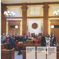 October 2024 cover: Group photo of supporters from COLT and NIWRC at the Ninth Circuit Court of Appeals' decision in L.B. v. United States.