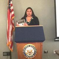 Cherrah Giles, Chairwoman, Board of Directors, National Indigenous Women's Resource Center, speaks at the briefing on Wednesday, February 15, 2017.