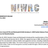 Senators Casey (D-PA) and Murkowski (R-AK) Introduce S. 2259 Family Violence Prevention & Services Act Reauthorization