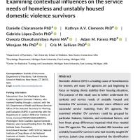 Examining Contextual Influences on the Service Needs of Homeless and Unstably Housed Domestic Violence Survivors