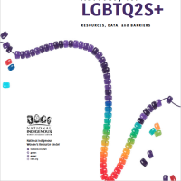 rainbow colored beads on a string dance across the cover, with the words "NIWRC Advocacy for LGBTQ2S+ Resources, Data, and Barriers