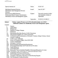 Violence Against Women Act Reauthorization Act of 2013- Additional Guidance for Multifamily owners and management agents