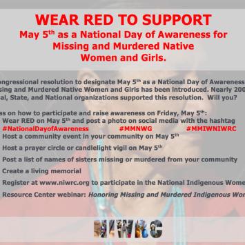 May 5th as a National Day of Awareness for Missing and Murdered Native Women and Girls