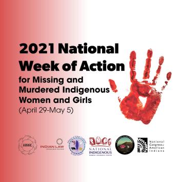 Image of National Week of Action for Missing and Murdered Indigenous Women and Girls logo. 